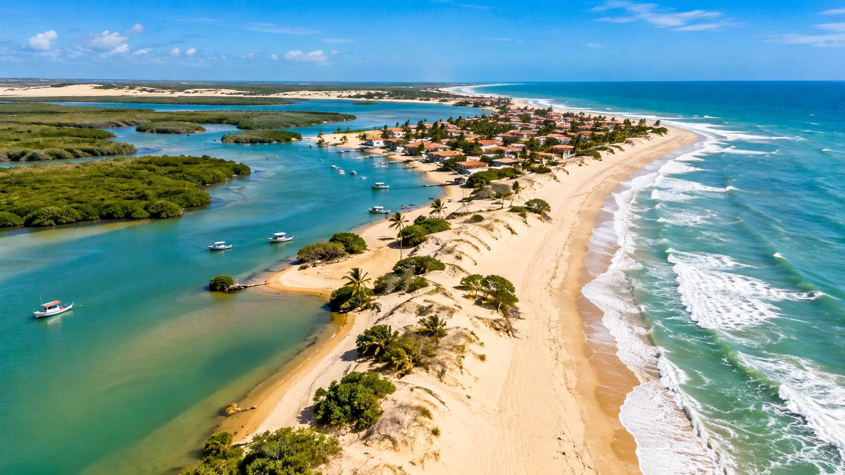 Ilustração editorial das dunas e do litoral da Costa Branca, inspirada no Rio Grande do Norte.